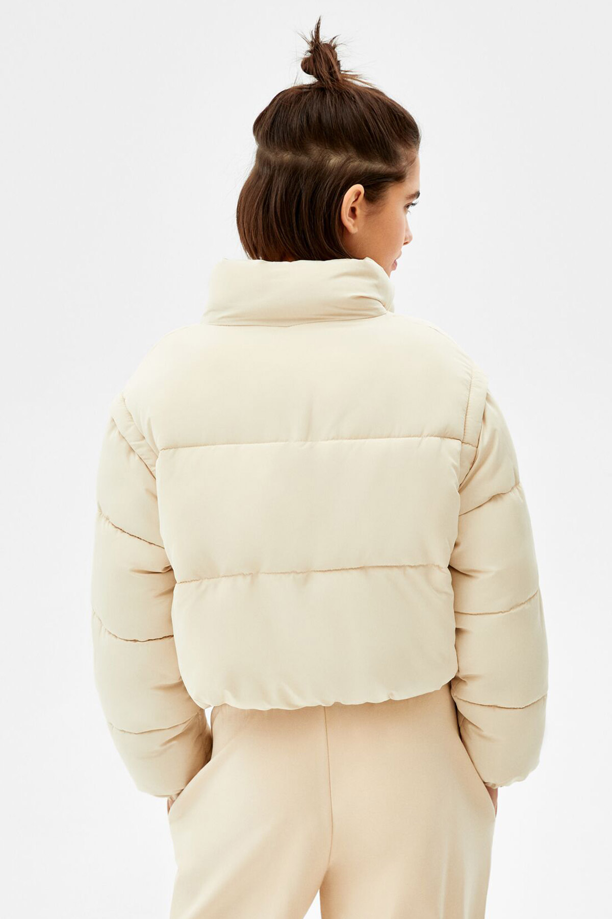 Short Nylon-Effect Puffer Jacket - Imagen 2