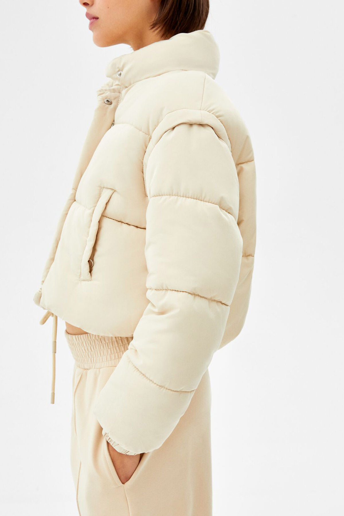 Short Nylon-Effect Puffer Jacket - Imagen 3